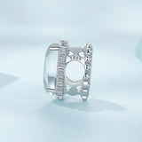 925 Sterling Silver Engraved Zirconia Bracelet - Top-Down View