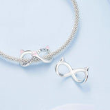 925 Sterling Silver Infinity Cat Bracelet Bsc748 - Top-Down View