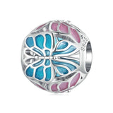925 Sterling Silver Platinum Plated Butterfly Bracelet In - Front View