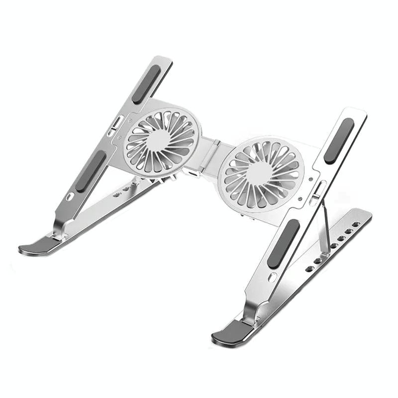 Foldable Laptop Cooling Stand with Ambient Light - Silver