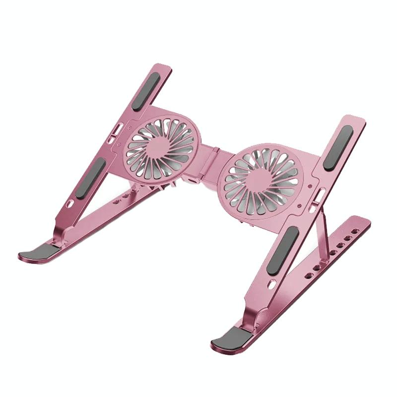 Foldable Laptop Cooling Stand with Ambient Light - Silver
