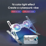 Foldable Laptop Cooling Stand with Ambient Light - Silver