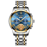 Gold Blue Multi-Function Men Quartz Watch - Front View