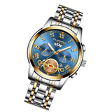 Gold Blue Multi-Function Men Quartz Watch - Side View