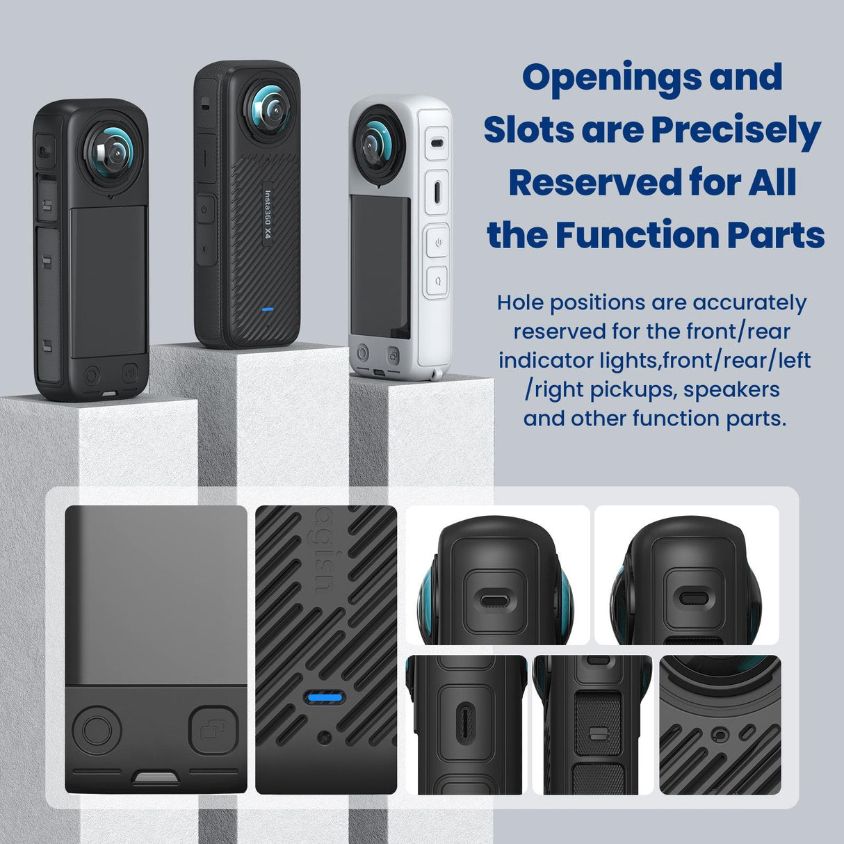 Amagisn Silicone Protective Cover for Insta360 X4 - Body Case + Lens Cover Black