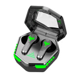 Low Latency Wireless Bluetooth Game Earphones with Colourful Lights - Digital Display - Front View
