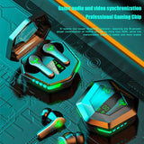 Low Latency Wireless Bluetooth Game Earphones with Colourful Lights - Digital Display