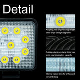 6.7W White Light Square - Shaped Waterproof Car Boat Marine Work Lights Spotlight Led Bulbs Dc 9 - 30V - Low Angle