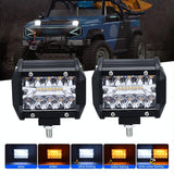 4 Inch 13W 3 Row Car Led Strip Light Working Refit Off - Road Vehicle Lamp Roof Strip Light With Yellow White Flash - 45-Degree Angle