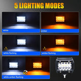 4 Inch 13W 3 Row Car Led Strip Light Working Refit Off - Road Vehicle Lamp Roof Strip Light With Yellow White Flash - Close-Up Angle
