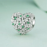 925 Sterling Silver Green Zircon Clover Beads - Side View