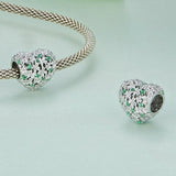 925 Sterling Silver Green Zircon Clover Beads - Top-Down View