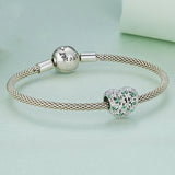 925 Sterling Silver Green Zircon Clover Beads - 45-Degree Angle