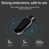 Wireless Bluetooth In-ear Earphone with Vibrating Alert and Hands-free Clip - Black - Close-Up Angle