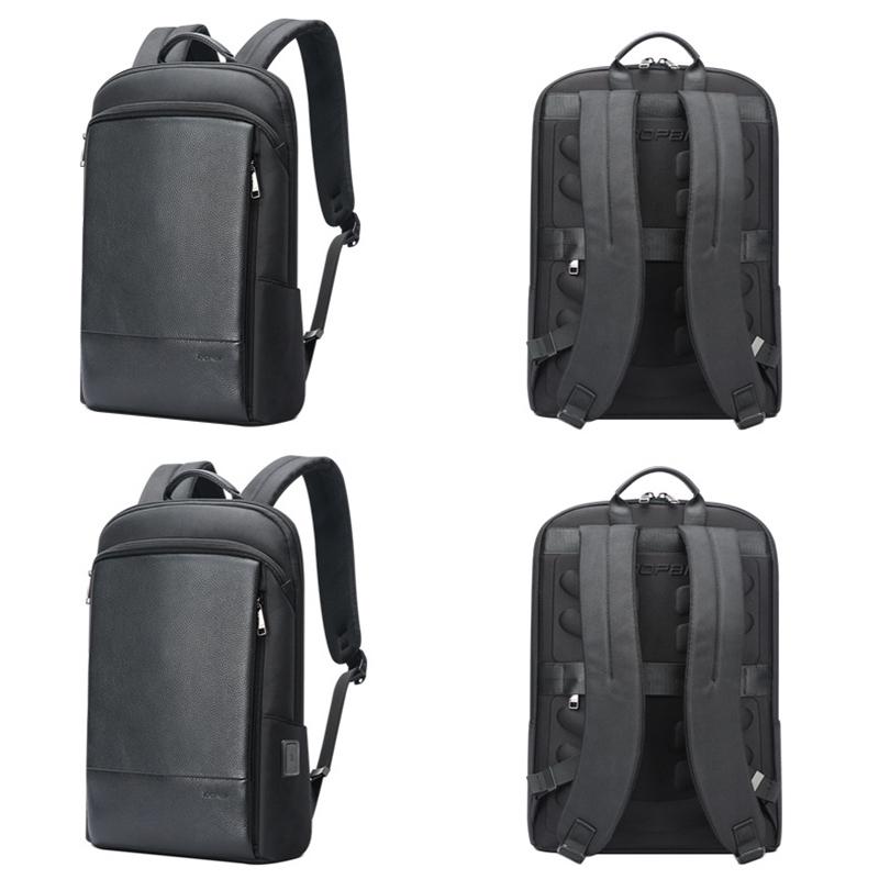 Waterproof Business Laptop Backpack - Genuine Leather Lightweight - Deluxe