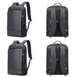 Waterproof Business Laptop Backpack - Genuine Leather Lightweight - Deluxe - Side View