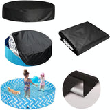 82x30cm Foldable Sunscreen Pool Cover - Dustproof Round Black & Silver - Rear View
