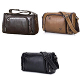 Dark Brown Cowhide Messenger Bag For Men - Front View