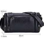 Dark Brown Cowhide Messenger Bag For Men