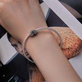 925 Sterling Silver Zircon Lotus Bracelet - Rear View