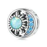 925 Sterling Silver Opal Sun Star & Moon Bracelet - Front View