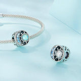 925 Sterling Silver Opal Sun Star & Moon Bracelet - Side View
