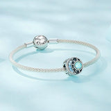 925 Sterling Silver Opal Sun Star & Moon Bracelet - Top-Down View