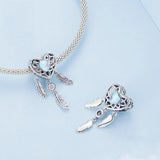 925 Sterling Silver Zircon Heart Dreamcatcher Bracelet - Side View