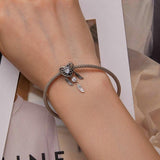 925 Sterling Silver Zircon Heart Dreamcatcher Bracelet - Rear View
