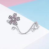 925 Sterling Silver Floral Diy Bracelet Charm - Side View
