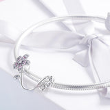 925 Sterling Silver Floral Diy Bracelet Charm - Low Angle