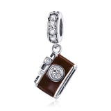 925 Sterling Silver Retro Camera Pendant For Diy Bracelets And Necklaces Style - Pendent - Front View
