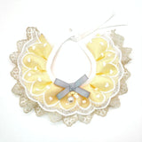 Pet Bib Adjustable Saliva Towel Lace Pearl Pendant Dog Collar - Size Xs - Front View