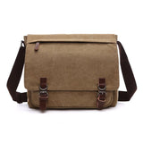 Khaki Canvas Business Messenger Bag Large - Front View