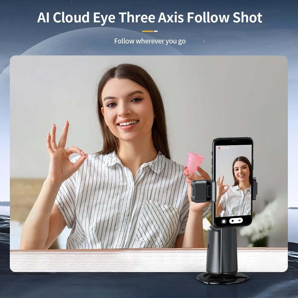 Auto Tracking Gimbal Stabilizer with Fill Light and Selfie Stick - 360 Degree Rotation - A200 Set 1