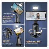 Auto Tracking Gimbal Stabilizer with Fill Light and Selfie Stick - 360 Degree Rotation - A200 Set 1