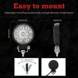 6.3W 10 - 30V Dc 6000K 3 Inch 9 Leds Circle Offroad Truck Car Driving Light Spotlight Work Light Fog Light - Top-Down View