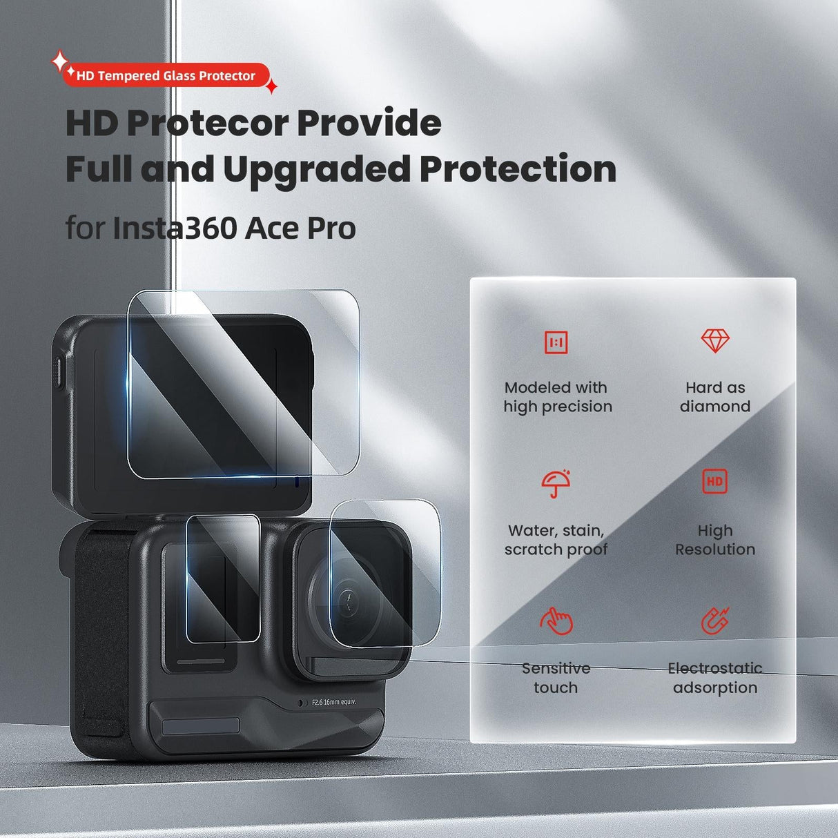 Tempered Protective Film for Insta360 Ace Pro Sports Camera - 1 Set - 1Set