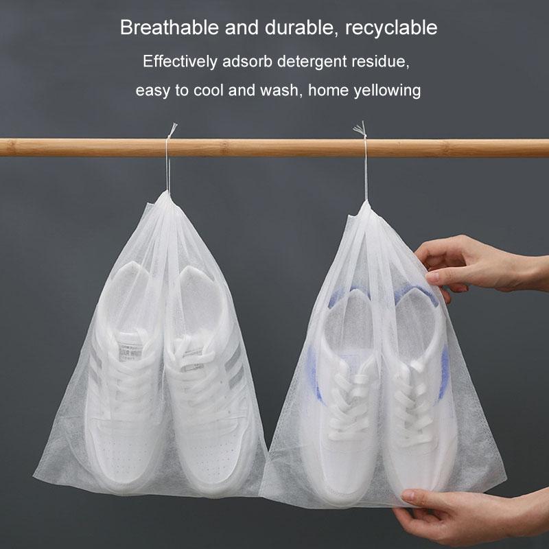 Thickened Non Woven Shoe Storage Bag Portable & Sunscreen - 50Pcs /Pack 24X38Cm Small