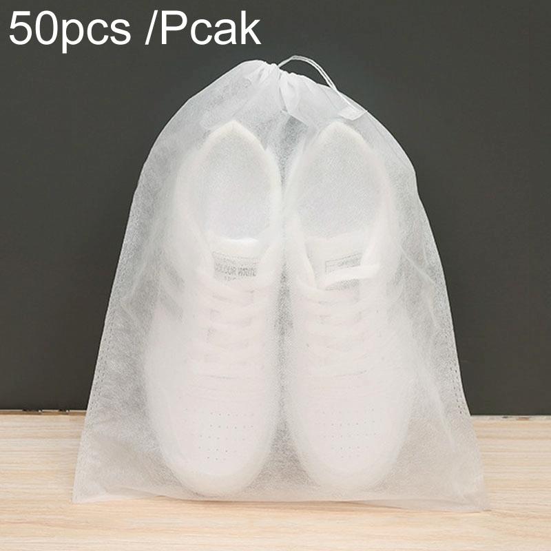Thickened Non Woven Shoe Storage Bag Portable & Sunscreen - 50Pcs /Pack 24X38Cm Small