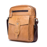Large Capacity Cowhide Messenger Bag For Men - Front View