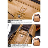 Large Capacity Cowhide Messenger Bag For Men - Close-Up Angle