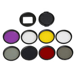 52mm Lens Filter Set for Gopro Hero5 Action Camera - Cpl Uv Nd8 Nd2 Star 8 Fld - Front View