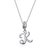 925 Sterling Silver 26 English Letter Pendant For Diy Bracelet Or Necklace Style - K - Top-Down View