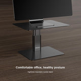 Black Adjustable Desk Stand for Laptop and Monitor - Eda0011511 - Close-Up Angle