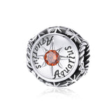 925 Sterling Silver Zodiac Zircon Bead Bracelet / Necklace Set Diy Aquarius Style - Aquarius - Front View