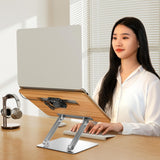 Adjustable Folding Laptop Stand with Cooling Fan - Portable Tablet Holder - Close-Up Angle