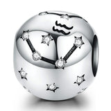 925 Sterling Silver Diy Zodiac Bracelet Beads Constellation Accessories Style - Aquarius - Front View