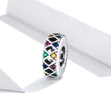 925 Sterling Silver Colorful Flag Beads For Diy Bracelets & Necklaces - Side View