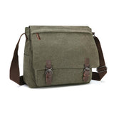 Green Canvas Business Messenger Bag Medium - Front View